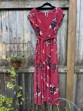 Free People Red Floral Maxi Dress